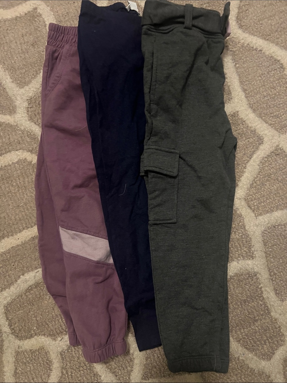 Kids pants Trio - Plum, Navy, grey
